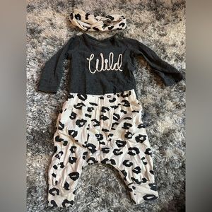 Jessica Simpson 3 piece cow print set size 0-3 months